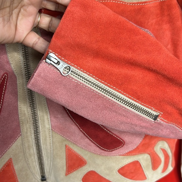 Free People Cow Suede Stars are Psychedelic Jacket  Large X-Large Boho - Picture 6 of 12